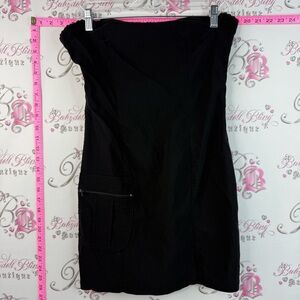 Tight rope dress strapless Black Strapless Mini Dress with Utility Pocket -